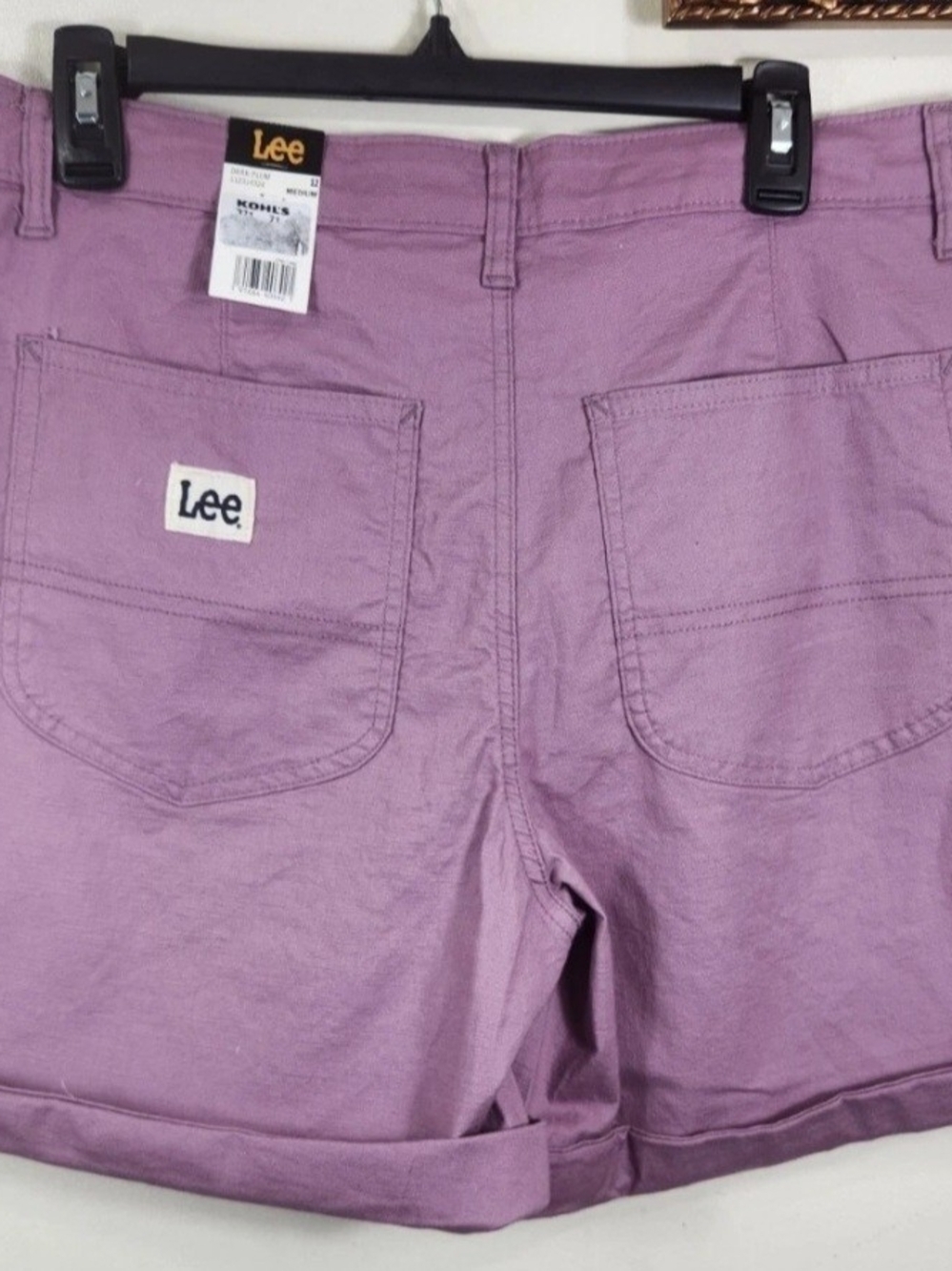 Lee womens Size 12 Medium Relaxed Fit high rise shorts, dark plum NWT 02 - Picture 2 of 9